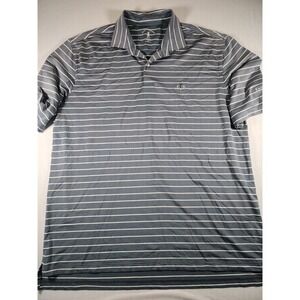FAIRWAY & GREENE Button Front Gray Striped Polo Golf Shirt Men's‎ Size 2XL XXL